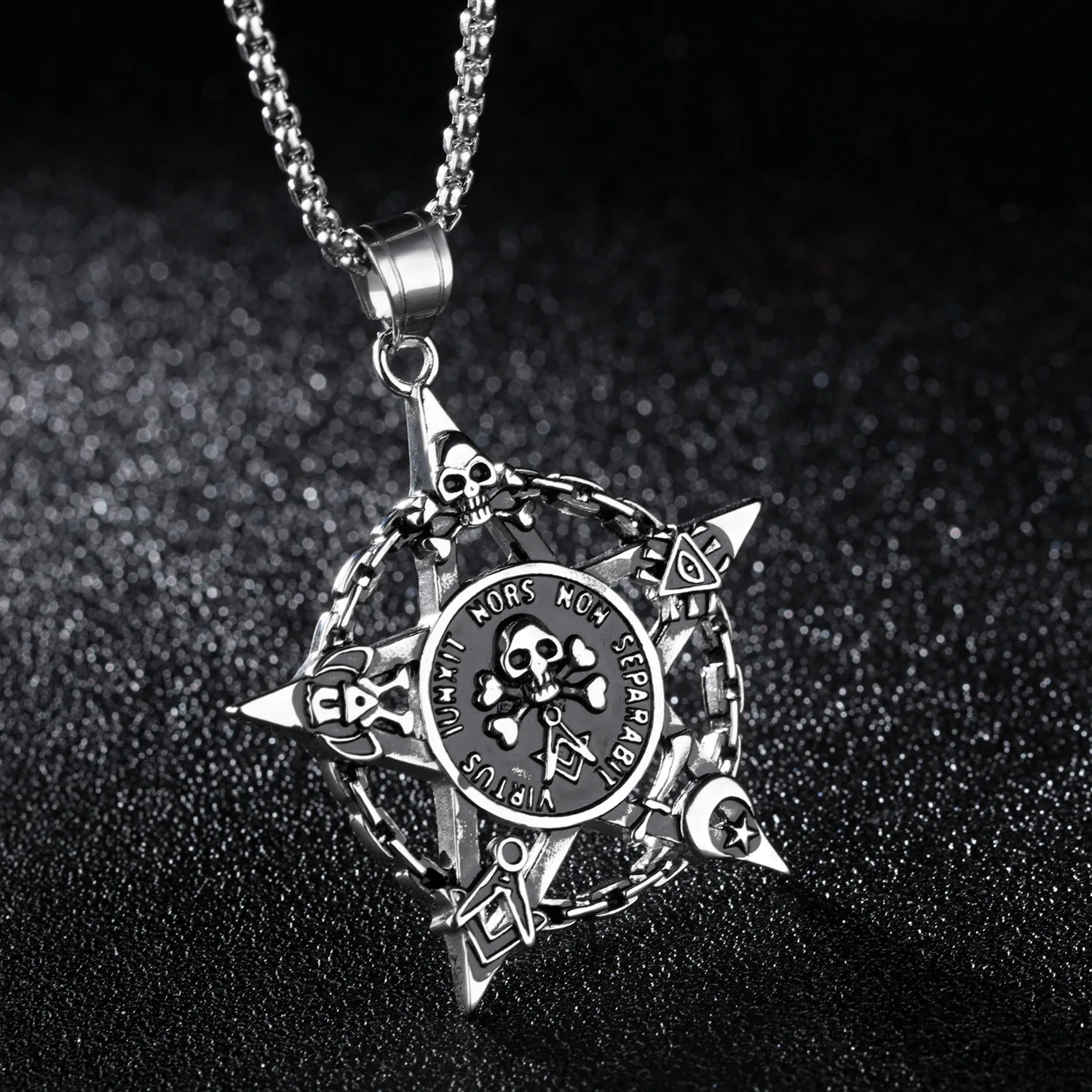 Ожерелье Hemiston мужское из титановой стали колье с подвеской черепа в виде