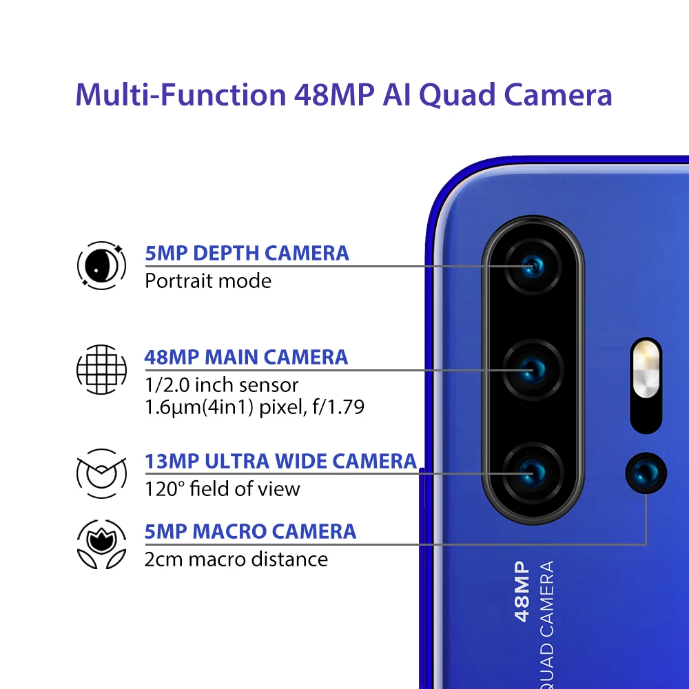 UMIDIGI F2 телефон Android 10 глобальная версия 6 53 "FHD + ГБ 128 48MP AI Quad камера 32MP Selfie Helio P70