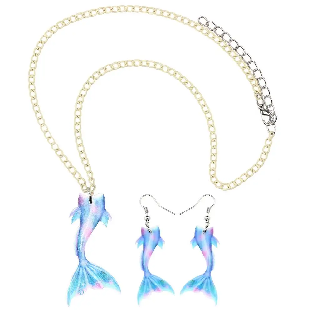 WEVENI Акриловые Красочные сказочные комплекты для девочек ожерелье и сережки в