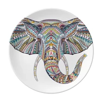 mosaic style colorful elephant design dessert plate decorative porcelain 8 inch dinner home