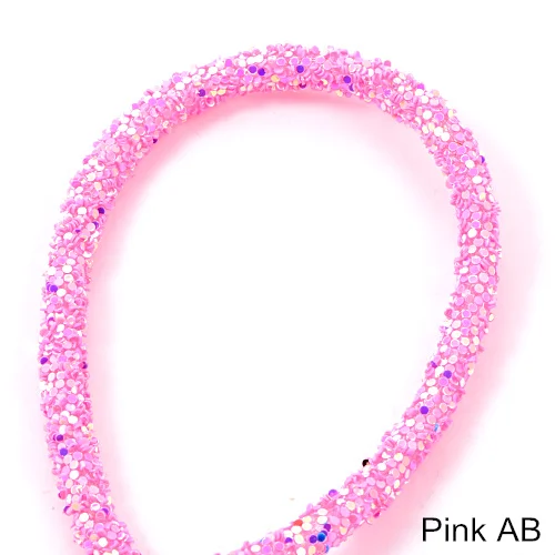 Pink AB 1 ярд 6 мм смолы сверкающие стразы веревка красочная трубка шнур веревка стразы отделка для DIY вечерние украшения свадьбы B1277 - Цвет: Pink AB