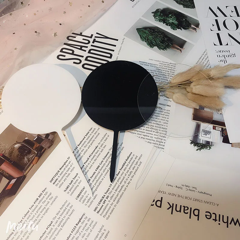 Пустой акриловый Топпер для торта С Днем Рождения прозрачный черный белый