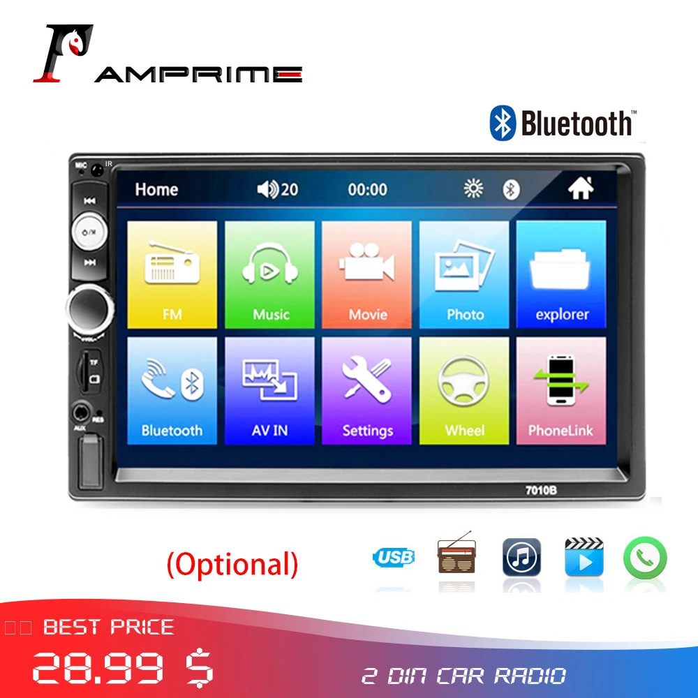 AMPrime 2 din автомобильное радио 7 &quotАвторадио мультимедийный плеер MP5 цифровой