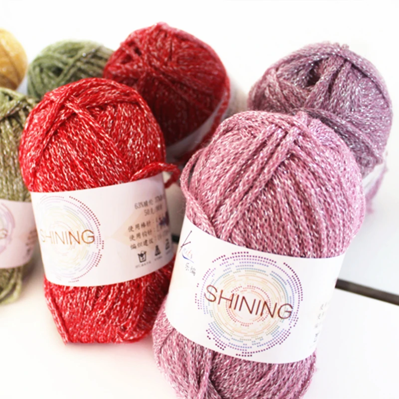 50 г/шар блестящая золотая и серебряная нить необычная сумка для вязания крючком