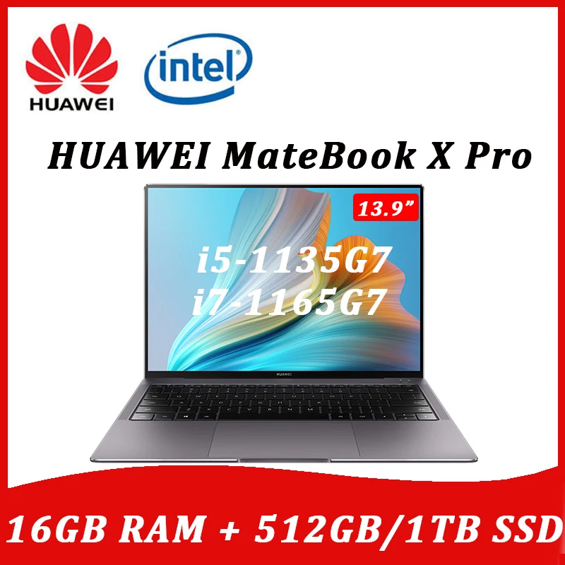 

HUAWEI Laptop MateBook X Pro 2021 New Intel i7-1165G7 iris Xe Graphics 16GB RAM 1TB SSD 13.9Inch 3K Touch Screen Notebook