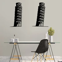 retro style the leaning tower of pisa wall stickers decorative sticker for living room diy pvc home decoration accessories
