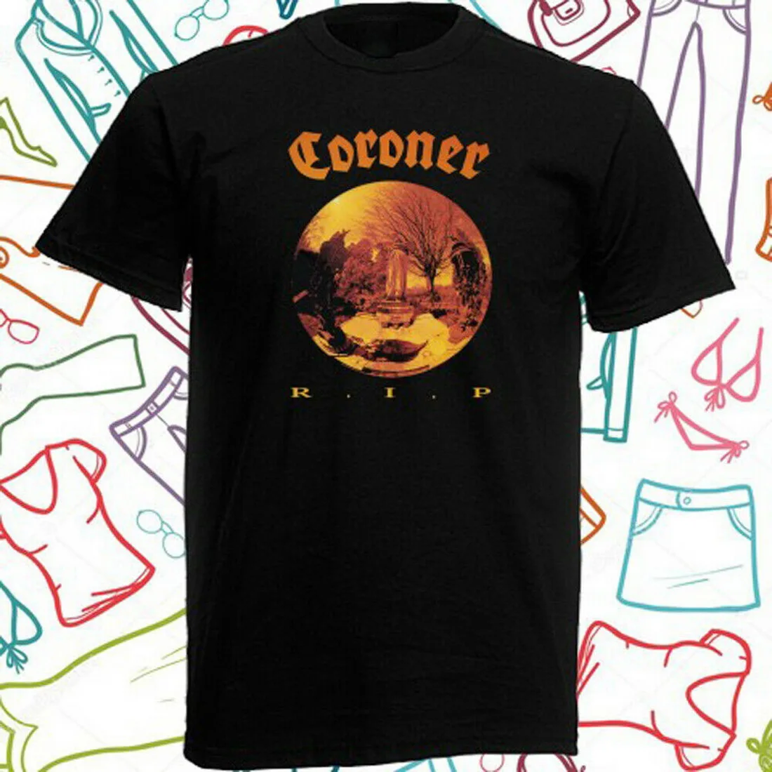 

CORONER RIP Trash Metal Band Men's Black Tops Tee T Shirt Size S To 3XL T-Shirt High Quality