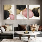 Розовая, черная, Золотая Абстрактная Картина на холсте, постер, принты, современный Декор для дома, настенное искусство, картины для украшения гостиной в скандинавском стиле