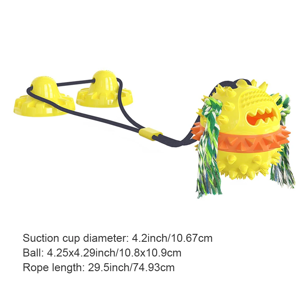 

Dog Toys Pet Puppy Interactive Suction Cup Push TPR Ball Toy Molar Bite Toy Elastic Ropes Dog Tooth Cleaning With 2 Suction Cups