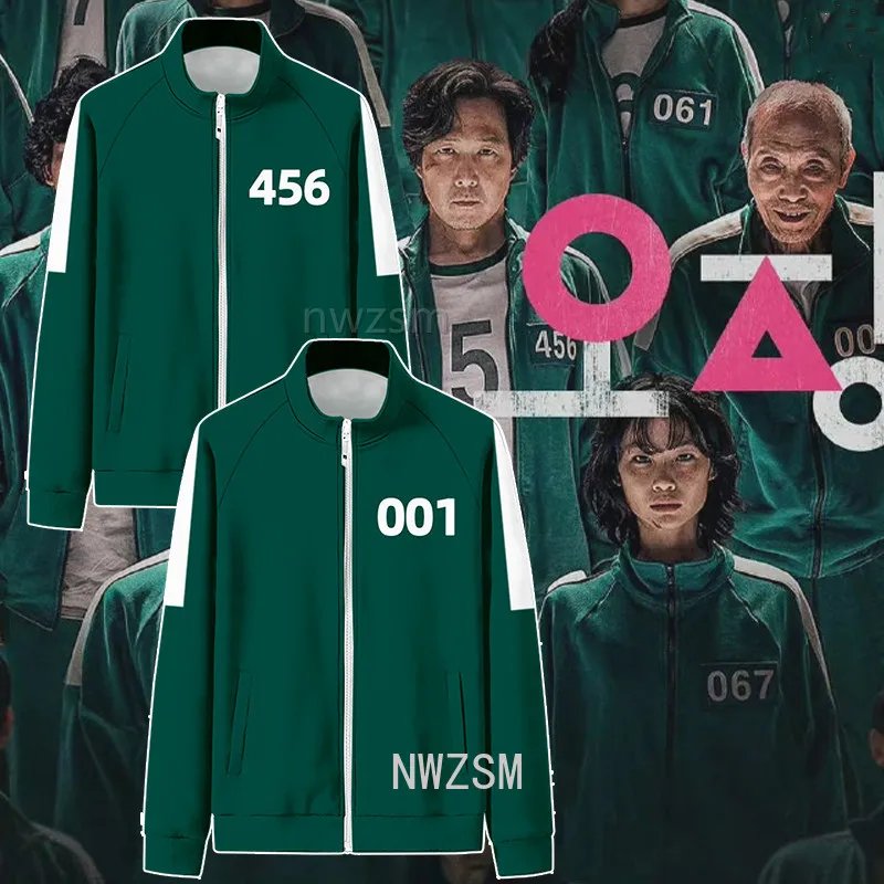 

Squid game jacket men's jacket Li Zhengjae same sportswear plus size 456 001 national tide autumn sweater Hoodie costume