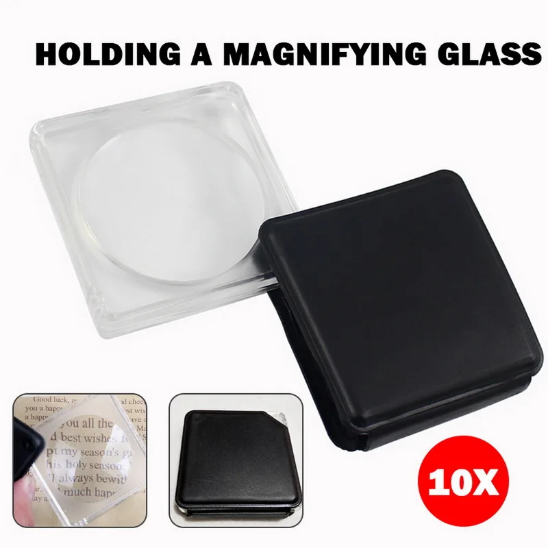 

Handheld Magnifier 10X Portable Magnifier 50MM Pull-out Pocket Magnifier Foldable Jewelry Magnifier Square Reading Magnifier