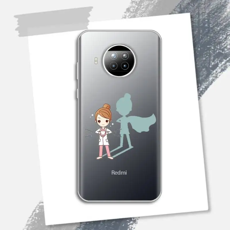 

Cartoon Medicine Doctor Nurse Phone Case Transparent for Xiaomi Redmi note 10 t 8 9 pro lite 11