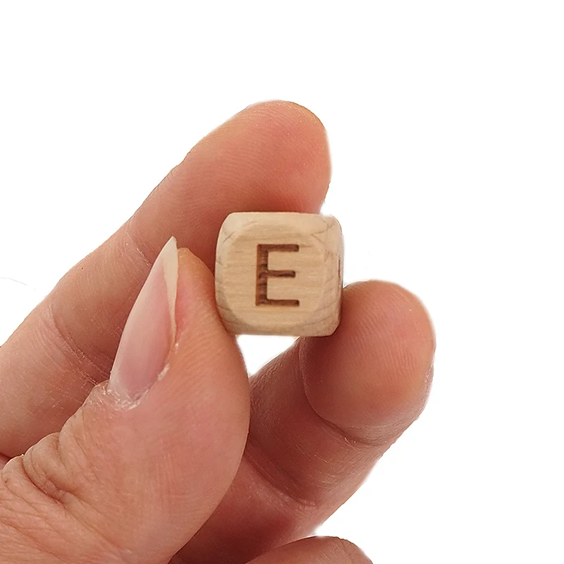Cuentas cuadradas de madera del alfabeto para beb&eacute;s, Cuentas de letras a-z para beb&eacute;s, masticables, accesorios de cadena de chupete de lactancia, 5 uds.-1