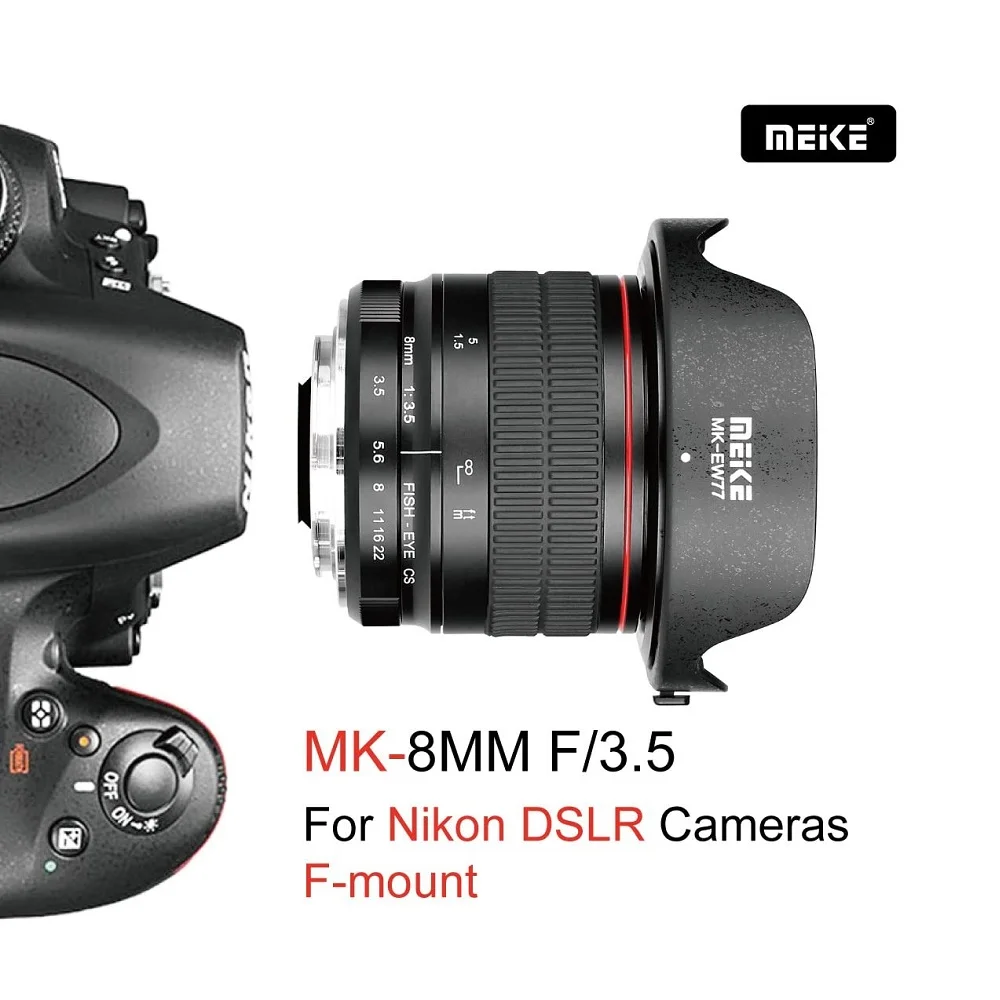 Meike 8 мм f3.5 ручной широкоугольный объектив рыбий глаз для Nikon F Mount D7000 D7200 D7100 D5300 D3400