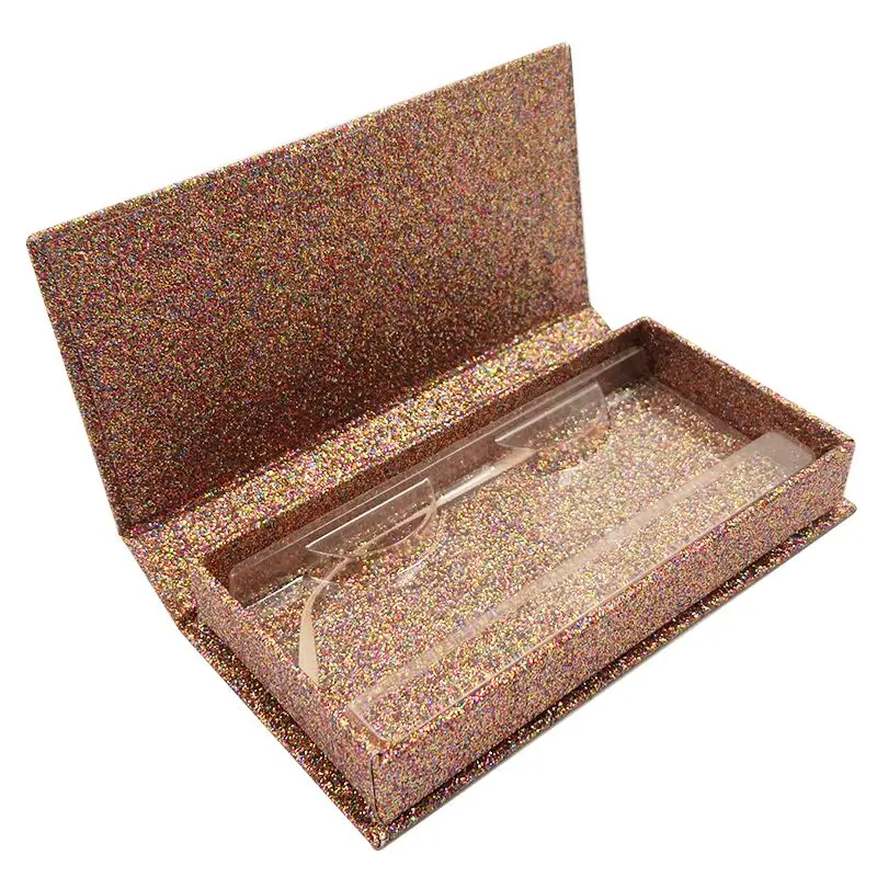 

wholesale false Eyelashes Packaging Box Lash Boxes Packaging Custom Logo Faux Mink Lashes Strip glitter shiny Empty Case Vendors