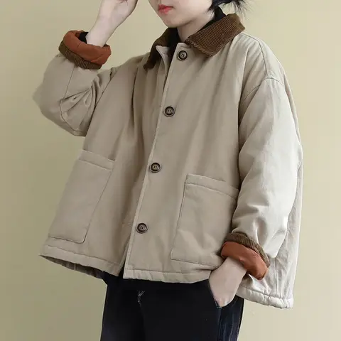 Женская короткая зимняя куртка с хлопковой подкладкой, 3 цвета