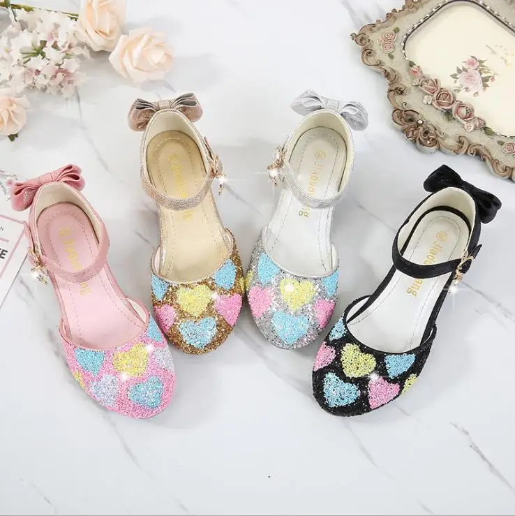 

JY Children girls Crystal colorful bling shoes Girls princess High-heeled Shoes dance Shoes 4colors 26-38 GZX02
