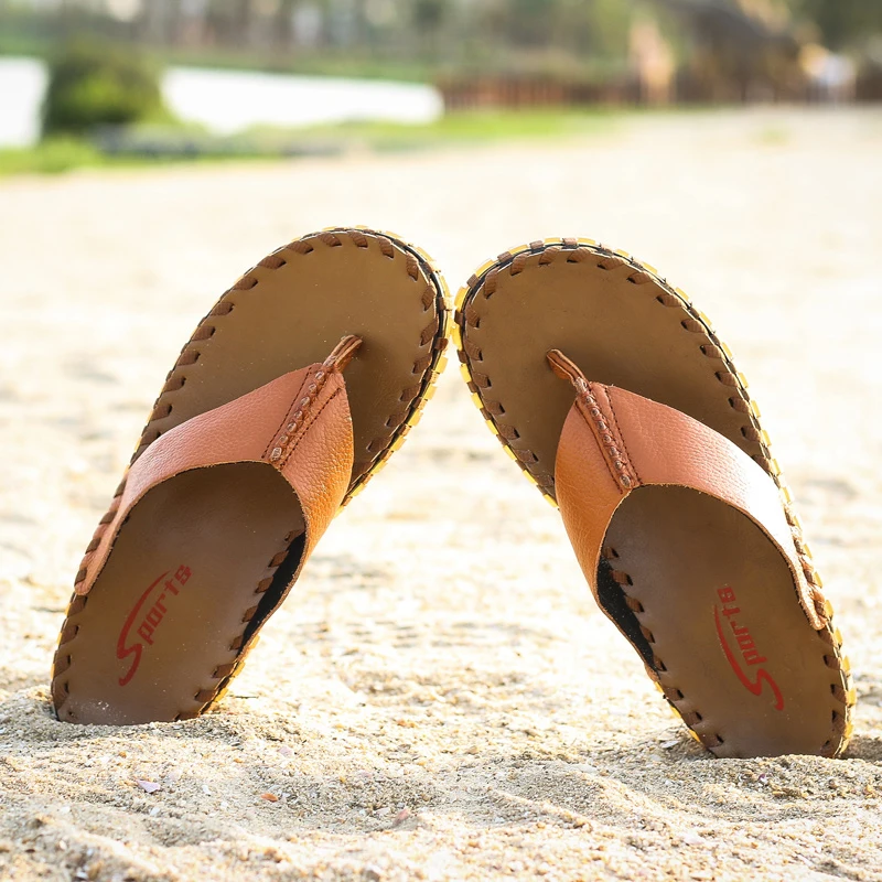 

Leather Flip Flops For Men Slippers-men Man Beach Flip Flops Summer Men Slippers Sport Rubber Indoor Sandals&slippers