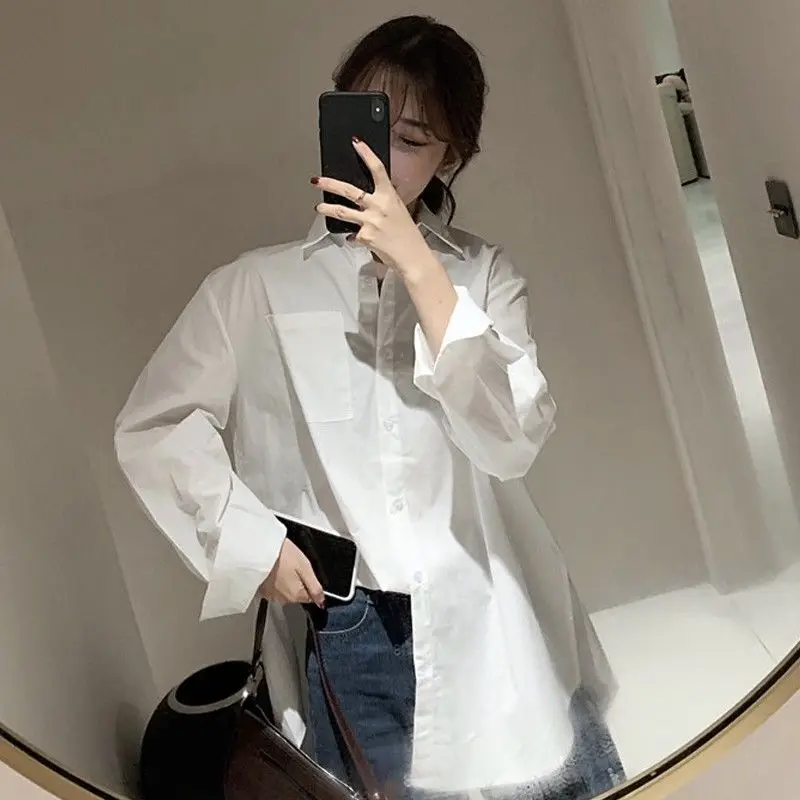 

Shirts Women Irregular Design Trendy Popular Leisure Chic High Street White Oversize Daily Harajuku Female Clothes College Solid