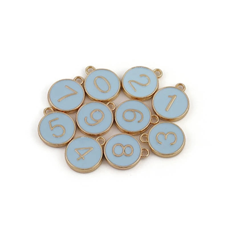 

10PCS Jewelry Making Letter Double-Sided Enamel Number First Charm DIY