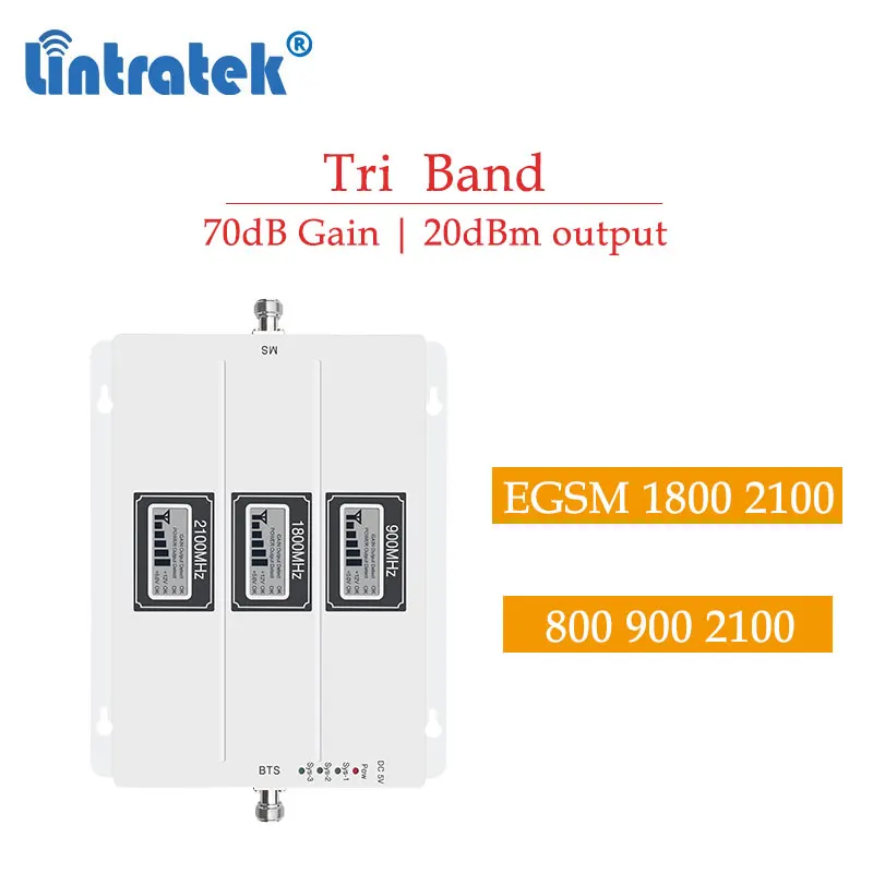 Lintratek 70db трехполосный повторитель сигнала 2g 3g 4g 800 850 900 1800 2100 EGSM 4G сотовый телефон