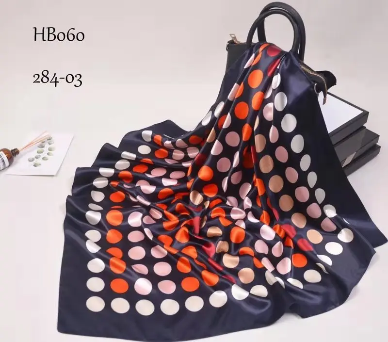 red white dot BYSIFA зимний мужской женский черно-белый Шелковый шарф 90*90 см Универсальный геометрический узор большой квадратный шарф обертывания мусульманский головной платок - Цвет: red white dot