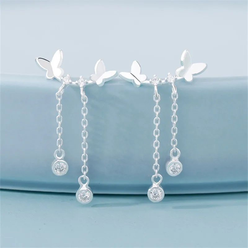 Женские серьги подвески с бабочками из стерлингового серебра 925 пробы свадебные