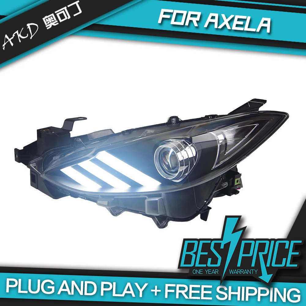 AKD Автомобильный стайлинг фары для Mazda 3 Mazda3 Axela 2014-2016 Фары LED Ходовые огни Би-Ксеноновый луч Туман ангельские глазки.