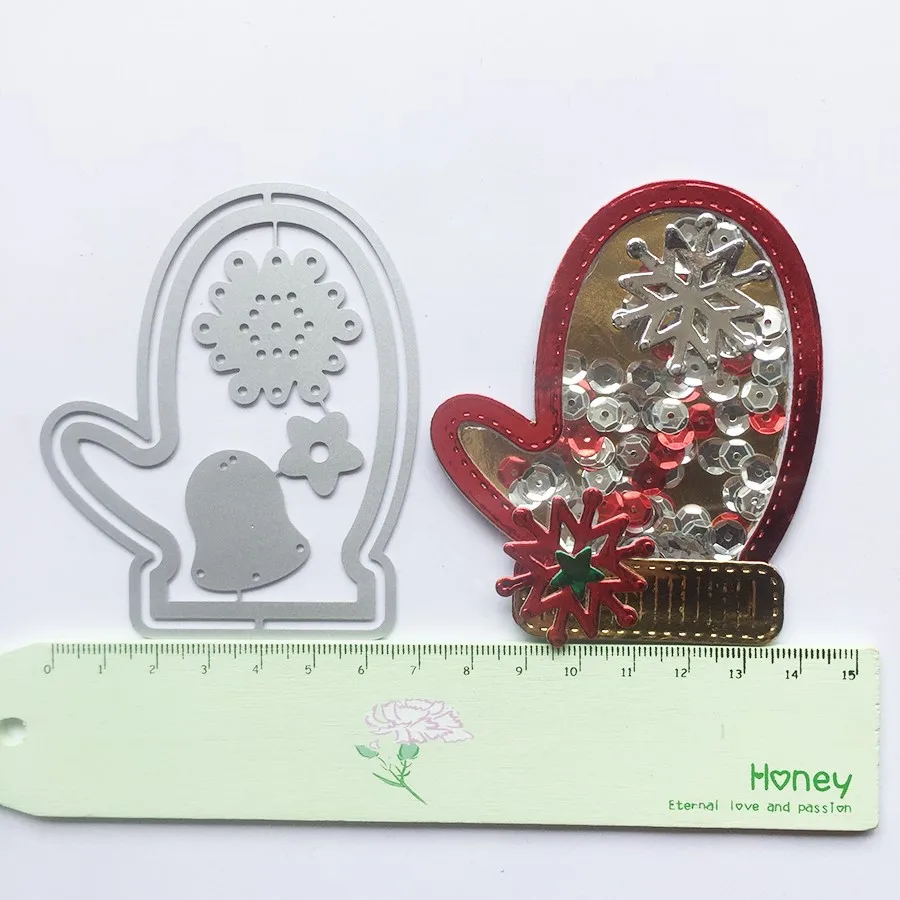 Snow Flower Gloves Рождественская елка, Санта Клаус, олени, перчатки, металлические режущие штампы, ккрафт, колокольчик, конфета, высечки для изготовления открыток, скрапбукинг, рождественские штампы - Цвет: Snow Flower Gloves