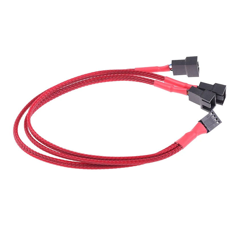 

1Pc Red Computer Fan Line 1 To 3 Way 4Pin PWM Fan HUB Hub Fan Extension Cable