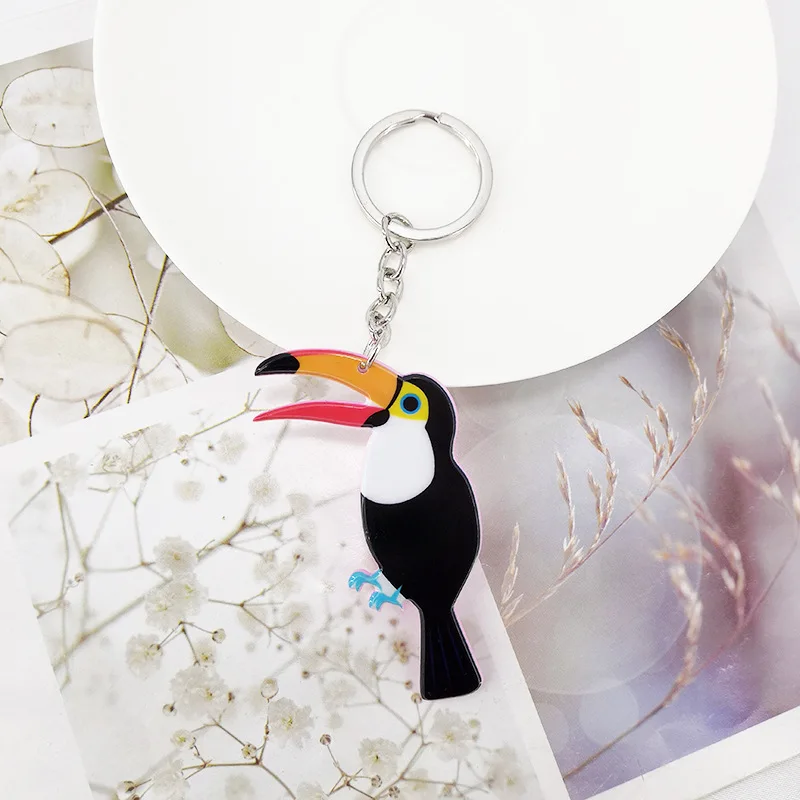 

Cute New Popular Logo Acrylic Keychain Animal Key Chain Pendant Bird Tag Bag Car Accessory Keyring Accessories