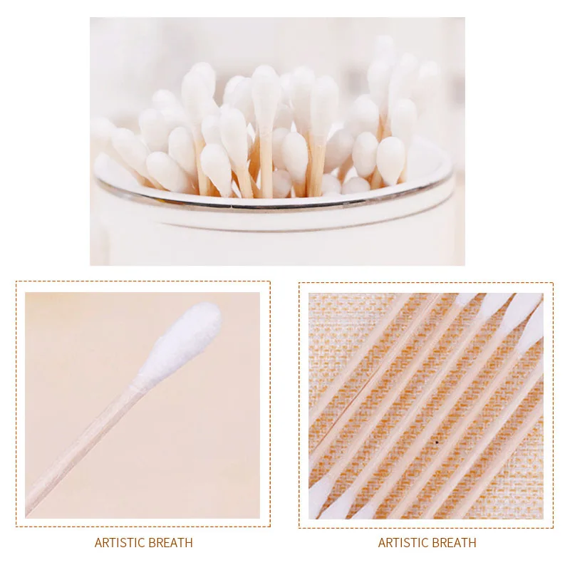 

1pack Double-Head sanitary Cotton Swab Women Makeup Cotton Buds Tip For Wood Sticks Nose Ears Cleaning Health Care Tools