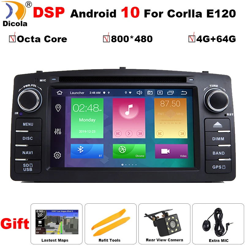 

DSP IPS Screen Android 10 Octa Core Car DVD Multimedia Player For Toyota Corolla E120 BYD F3 With Wifi BT Stereo Radio GPS