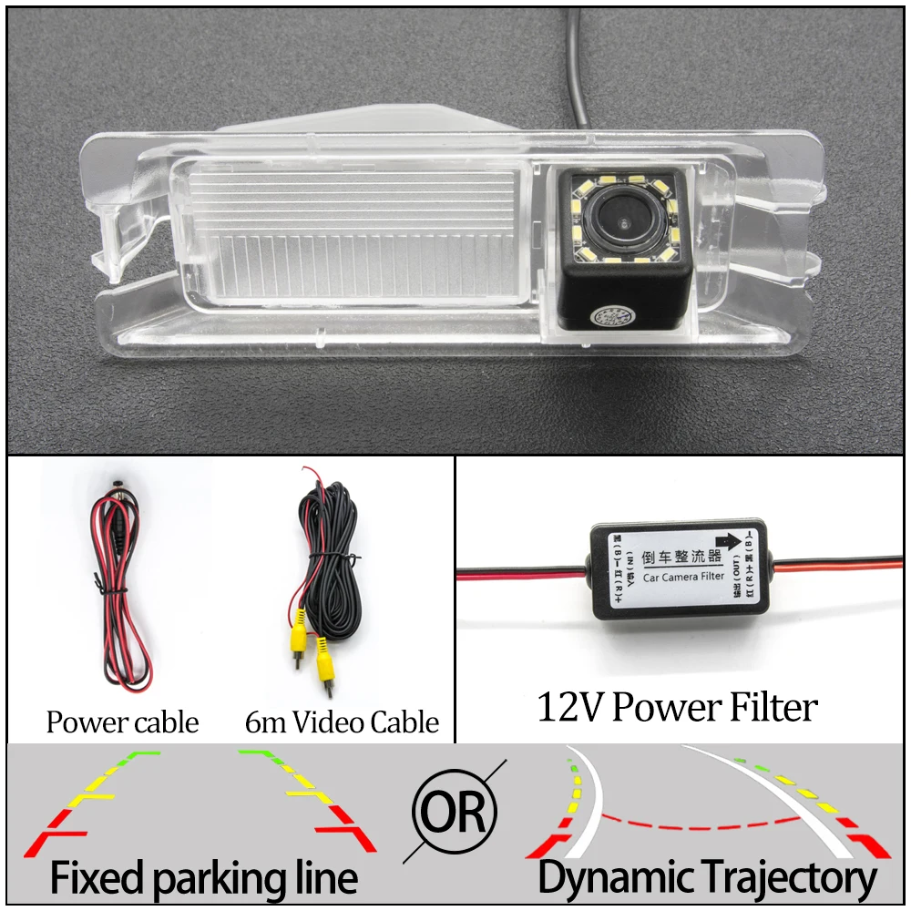 12LED Cam N Filter Фиксированная или динамическая траектория камера заднего вида CCD для Nissan March Micra Renault Logan Pulse Sandero Автостоянка аксессуары - Название цвета: 12LED Cam N Filter