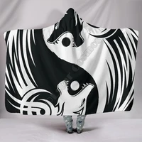 viking style bomber hooded blanket ying yang wolf 3d print wearable blanket adults for kids hooded blanket fleece blanket
