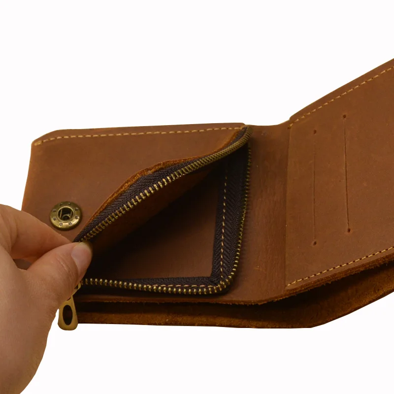 Мужские бумажники из натуральной кожи с карманом для монет на молнии мужской