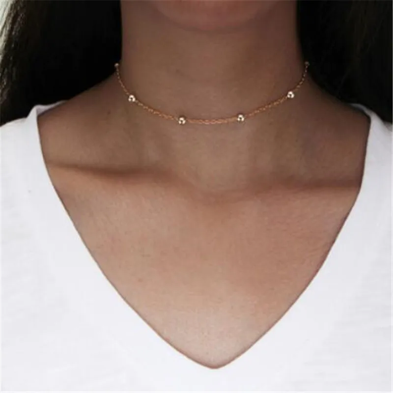 Boho Женская чокер золотая серебряная цепочка с бусинами подвеска деревянной