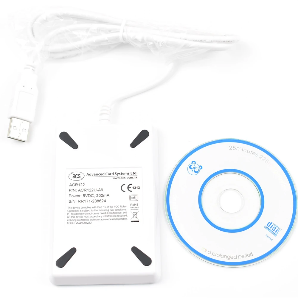 Оригинальный считыватель смарт-карт USB ACR122U NFC RFID + 5 шт. UID-карт UID-бирок SDK M-ifare копия
