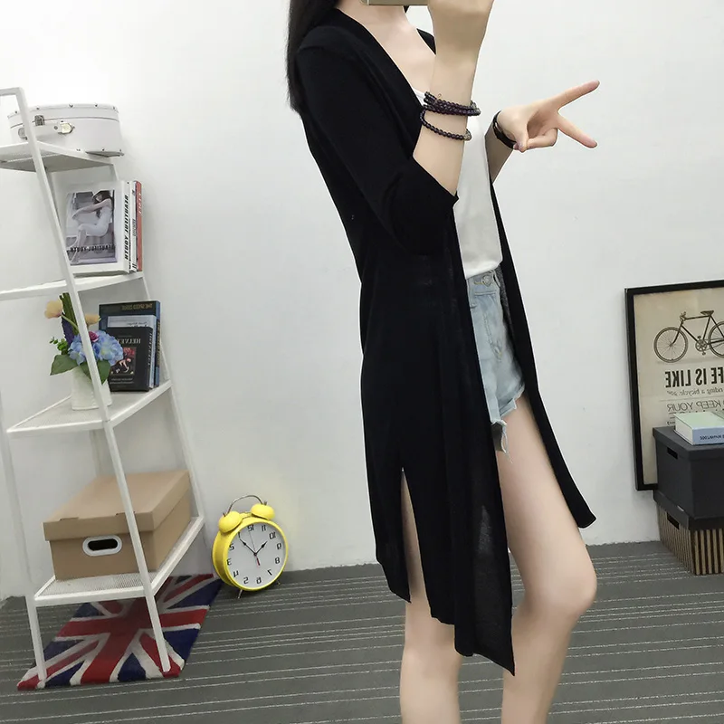 Women Casual Long Knitted Sweater Crtdigans Open Stitch 2019 Spring Summer Fashion Solid Thin Knitting Wrap Swing Jacket Coat |
