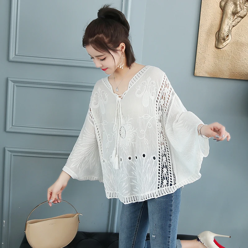 Летняя Повседневная трикотажная рубашка 2021 новая белая блузка женские топы