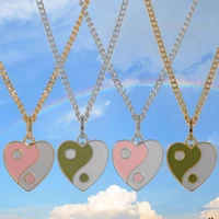 best friend necklaces chinese heart tai chi gossip banish bad luck charm pendant chain necklace jewelry lovers valentines gift