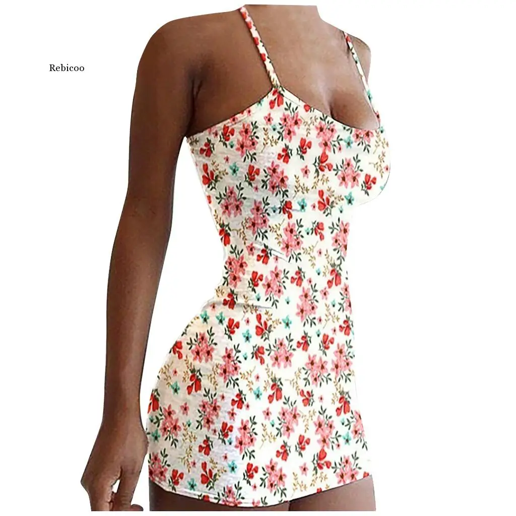 

Dresses for Women Summer Dress Fragmentary Flower Printing Self Cultivation Camisole Dress Bodycon Dress Vestidos