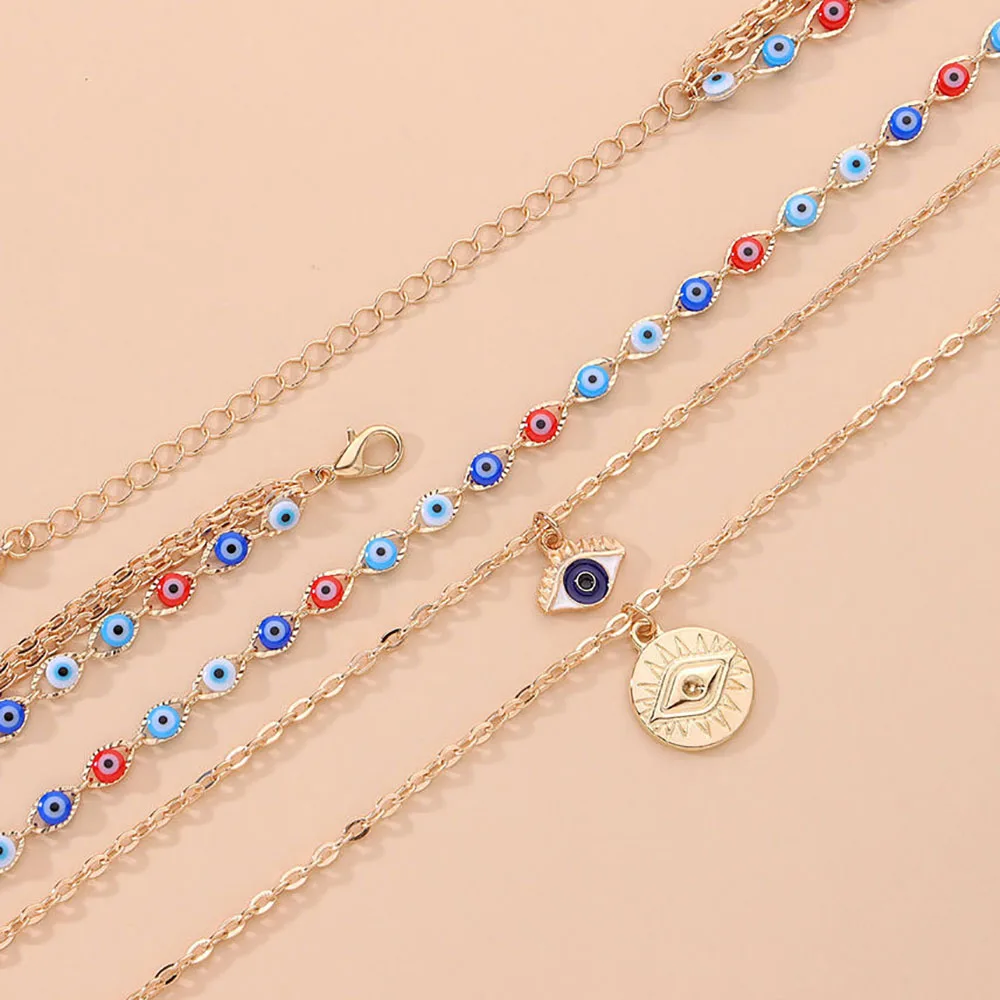 

Fashion Turkish Evil Eyes Multilayer Necklaces For Women Bohemian Vintage Devil Pendant Necklaces Choker Beads Party Jewelry New
