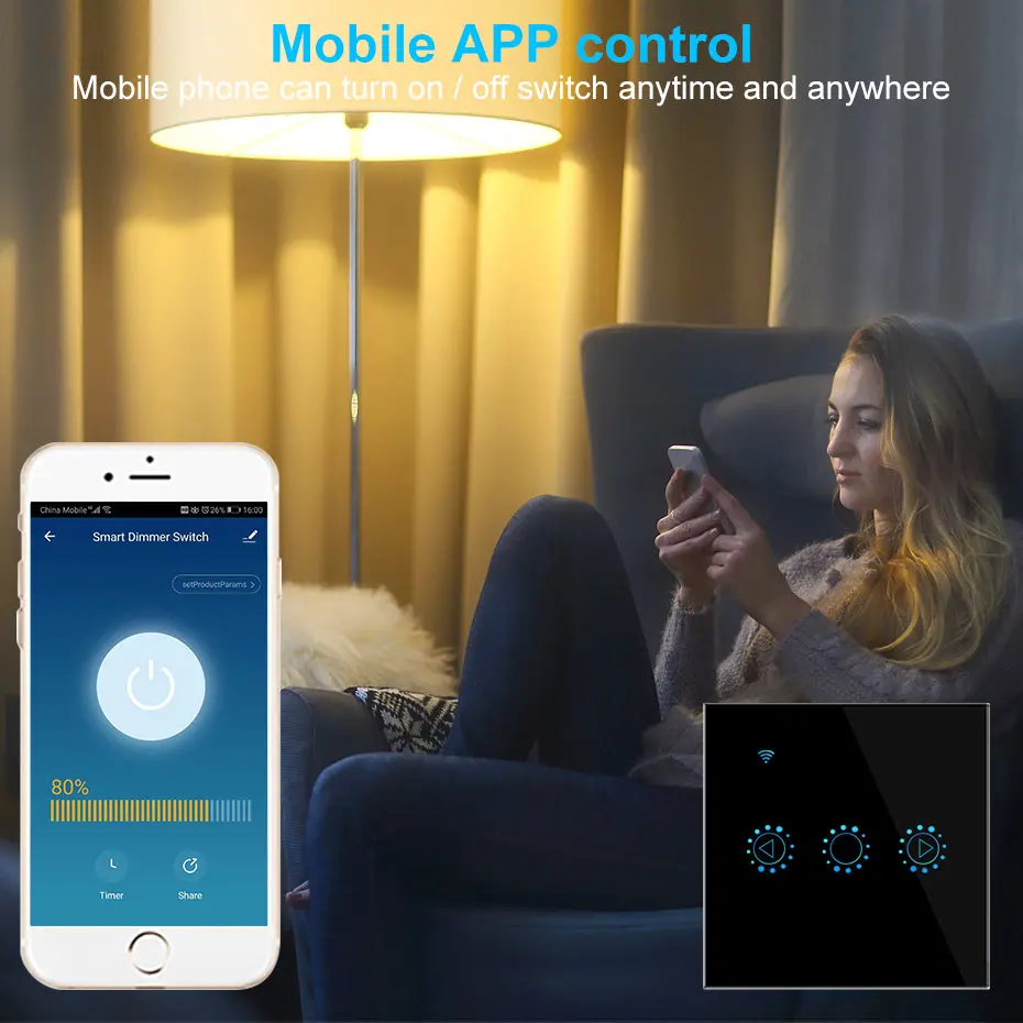 Переключатель-диммер Tuya Smart Life LED Wi-Fi сенсорный совместимый с Alexa в 110 В 220 США ЕС