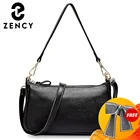 Zency элегантная фиолетовая женская сумка через плечо, 100% натуральная кожа, сумочка, черные вместительные сумки, модная женская сумка через плечо, маленькая сумочка