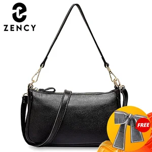 Zency элегантная фиолетовая женская сумка через плечо, 100% натуральная кожа, сумочка, черные вместительные сумки, модная женская сумка через плечо, маленькая сумочка