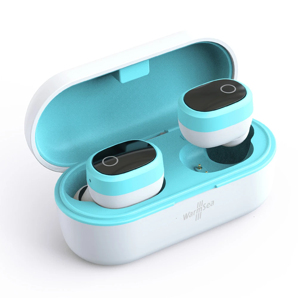 Blue Наушники WarmSea TWS Bluetooth 5,0, отличное качество звука, беспроводные наушники, гарнитура, спортивные наушники - Цвет: Blue