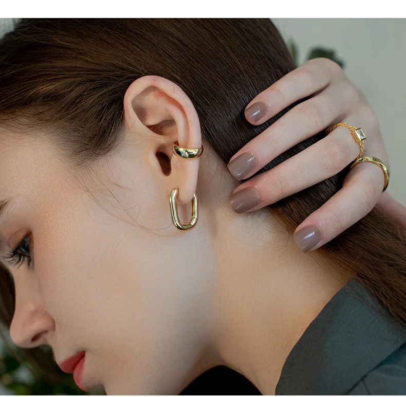 В европейском и американском стиле Модные золотые шик U серьги в форме фигурного