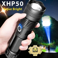 xhp50 zoom flashlight strong light rechargeable led torch 18650 or 26650 battery 5 modes outdoor camping emergency for fishing