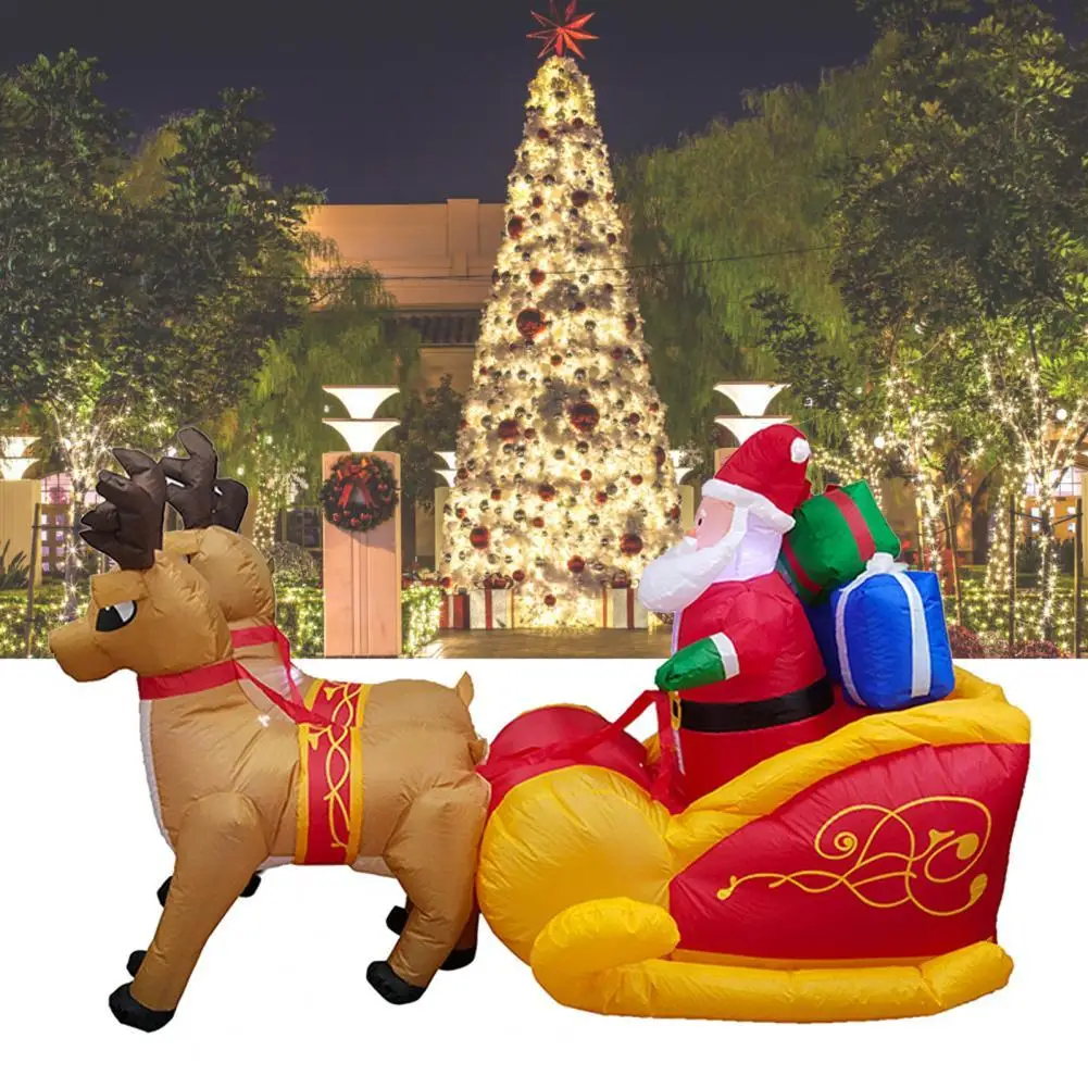 

Inflatable Santa Elk Lightweight High Strength Vibrant Color Fun Bright Lights Blow Up Elk Pulling Sleigh for Christmas